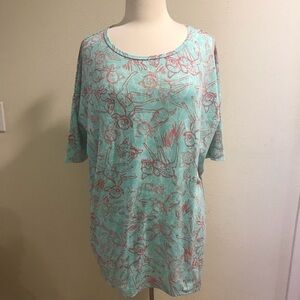 LulaRoe bambi pattern Aqua tunic top M oversized